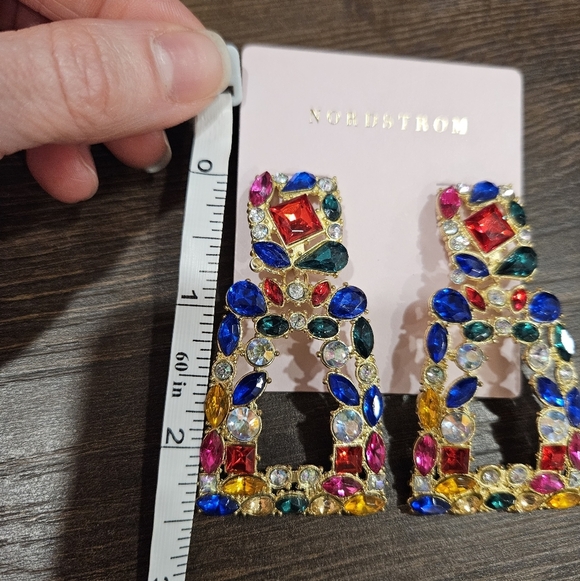 NEW Nordstrom Multi-Colored Gem Statement Earrings - Picture 5 of 6